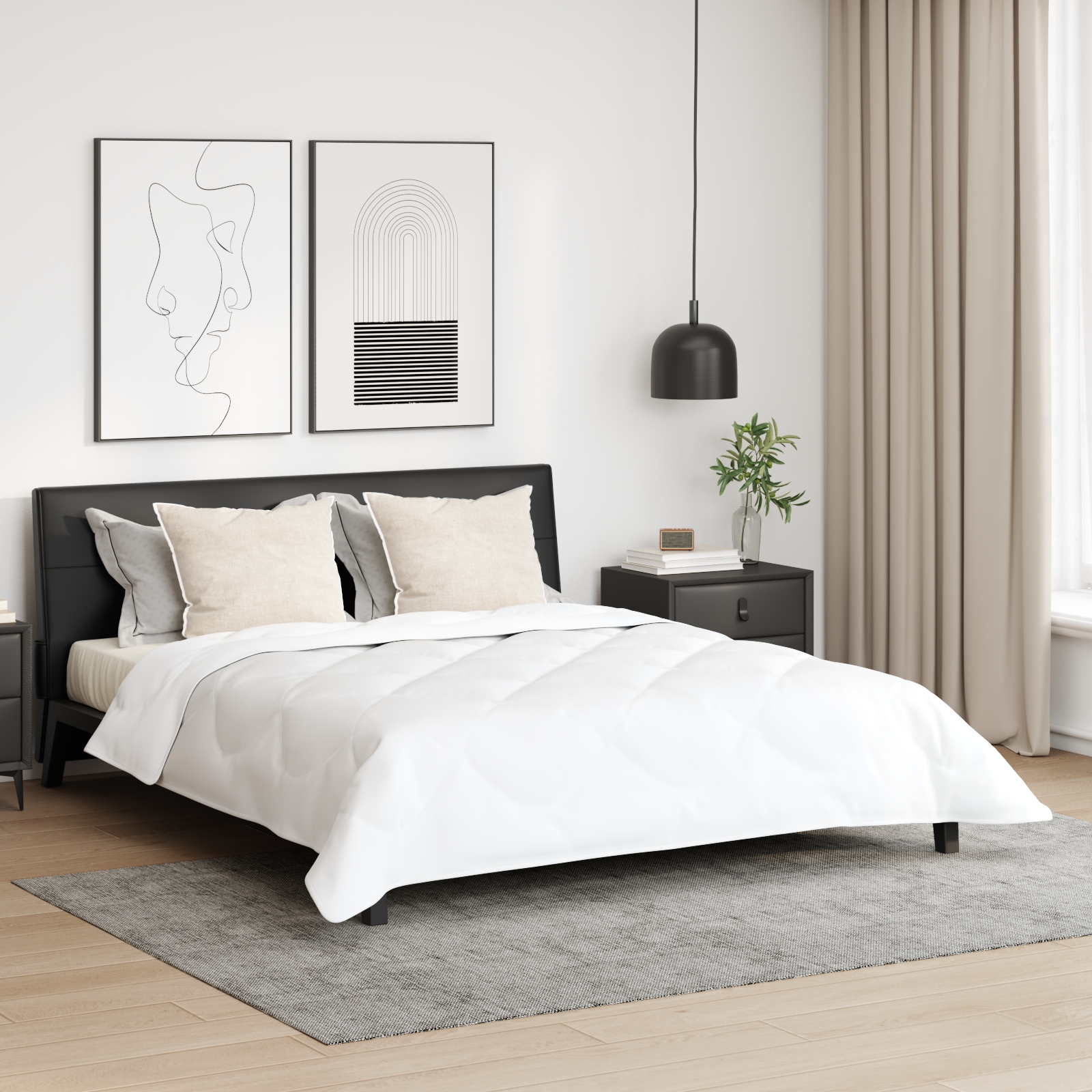 Winterbettdecke mit Kissen 3 pcs Weiß 200 x 220 cm Mikrofaser