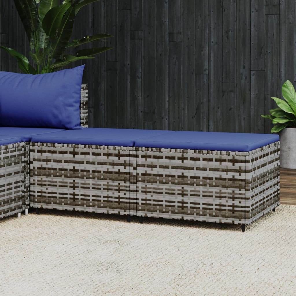 Gartenhocker mit Kissen 2 Stk. Grau Poly Rattan Gartenhocker mit Kissen 2 Stk. Grau Poly Rattan