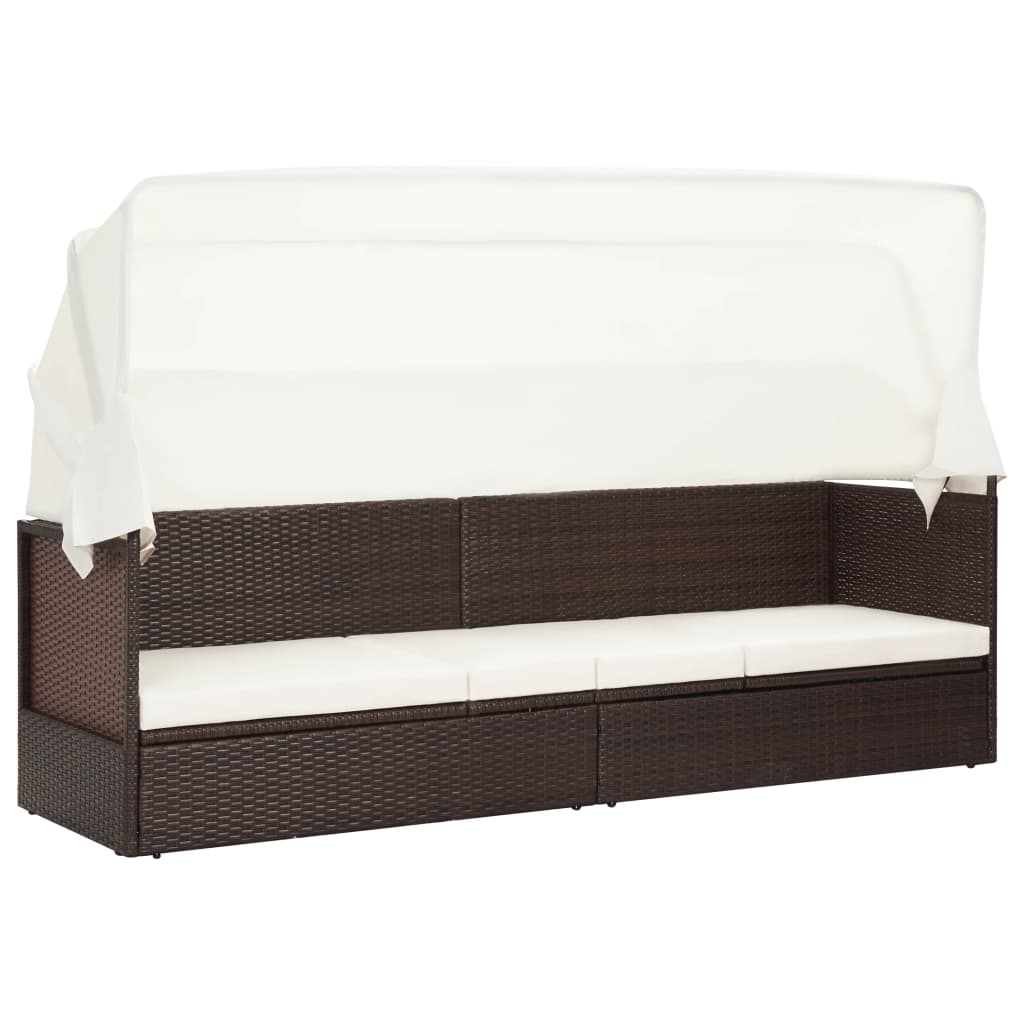 Gartensofa mit Sonnendach Poly Rattan Braun Gartensofa mit Sonnendach Poly Rattan Braun