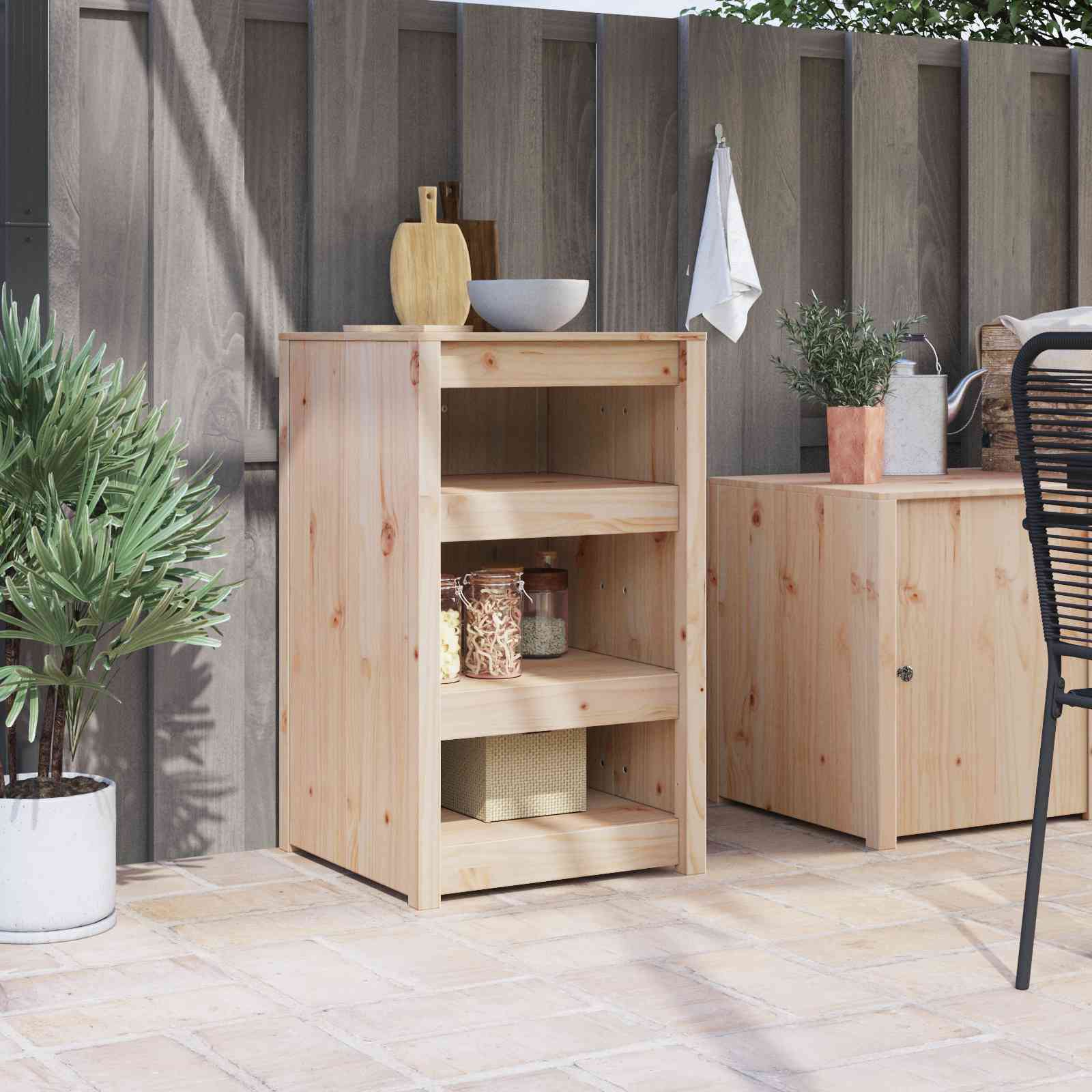 Outdoor Küchenschrank 55x55x92 cm Massivholz Kiefer
