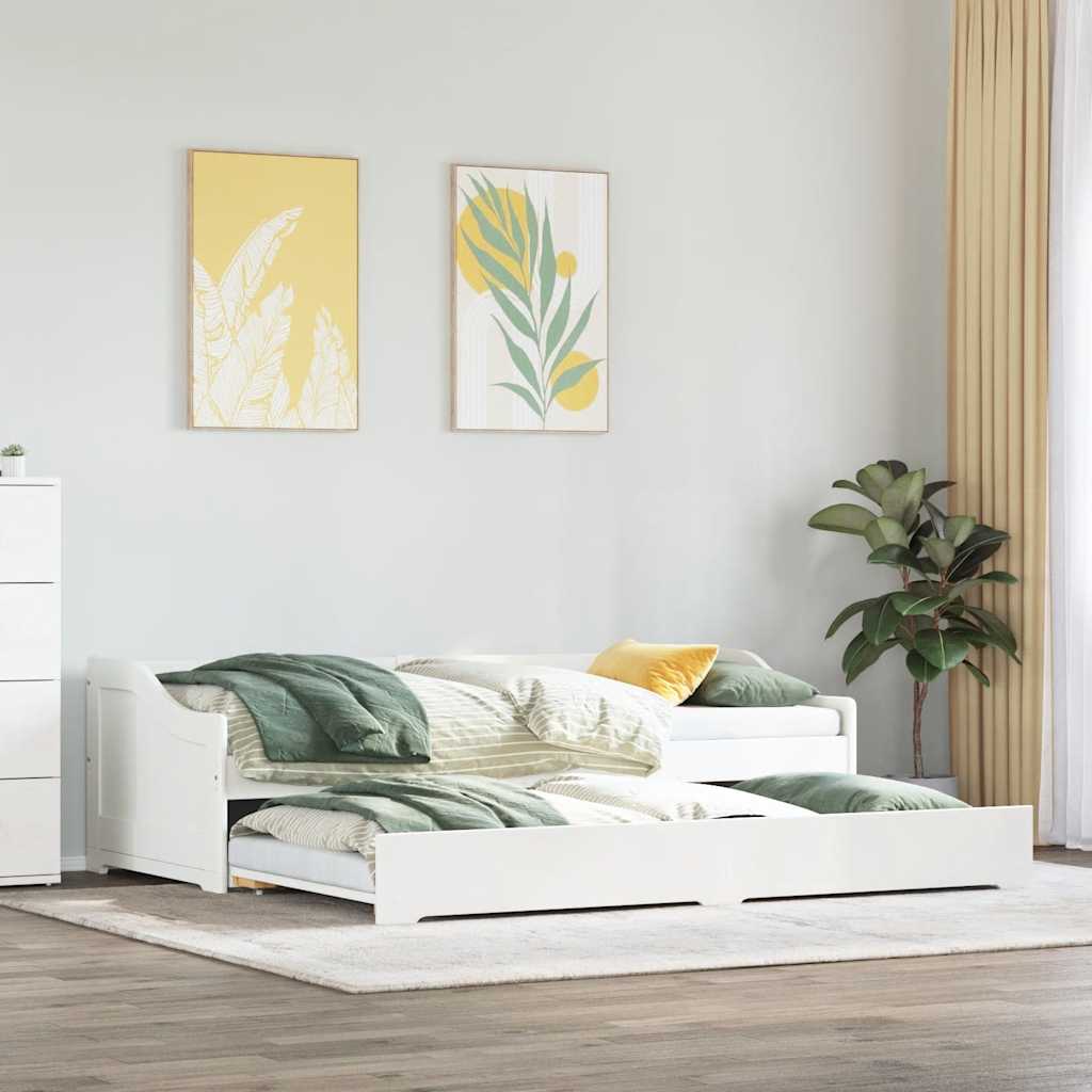 Tagesbett Ausziehbar ohne Matratze IRUN Weiß 90x200cm