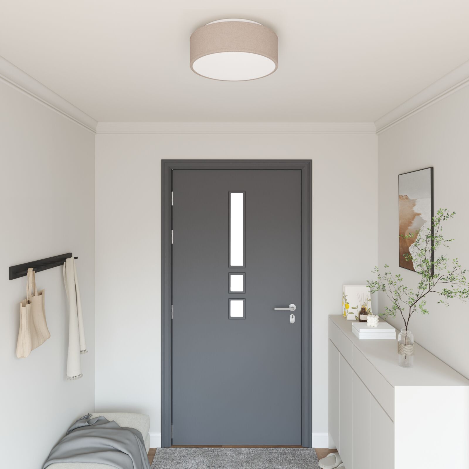 Deckenleuchten Aufbaumontage Taupe Ø 38 cm Stoff E27