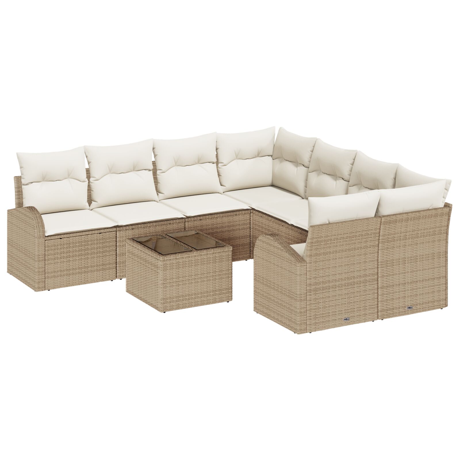 9-teiliges Garten Sofa Set mit Kissen Beige Poly Rattan, 2-Sitzer Garten Sofa mit Stauraum & Kissen Beige Poly Rattan 9-teiliges Garten Sofa Set mit Kissen Beige Poly Rattan, 2-Sitzer Garten Sofa mit Stauraum & Kissen Beige Poly Rattan