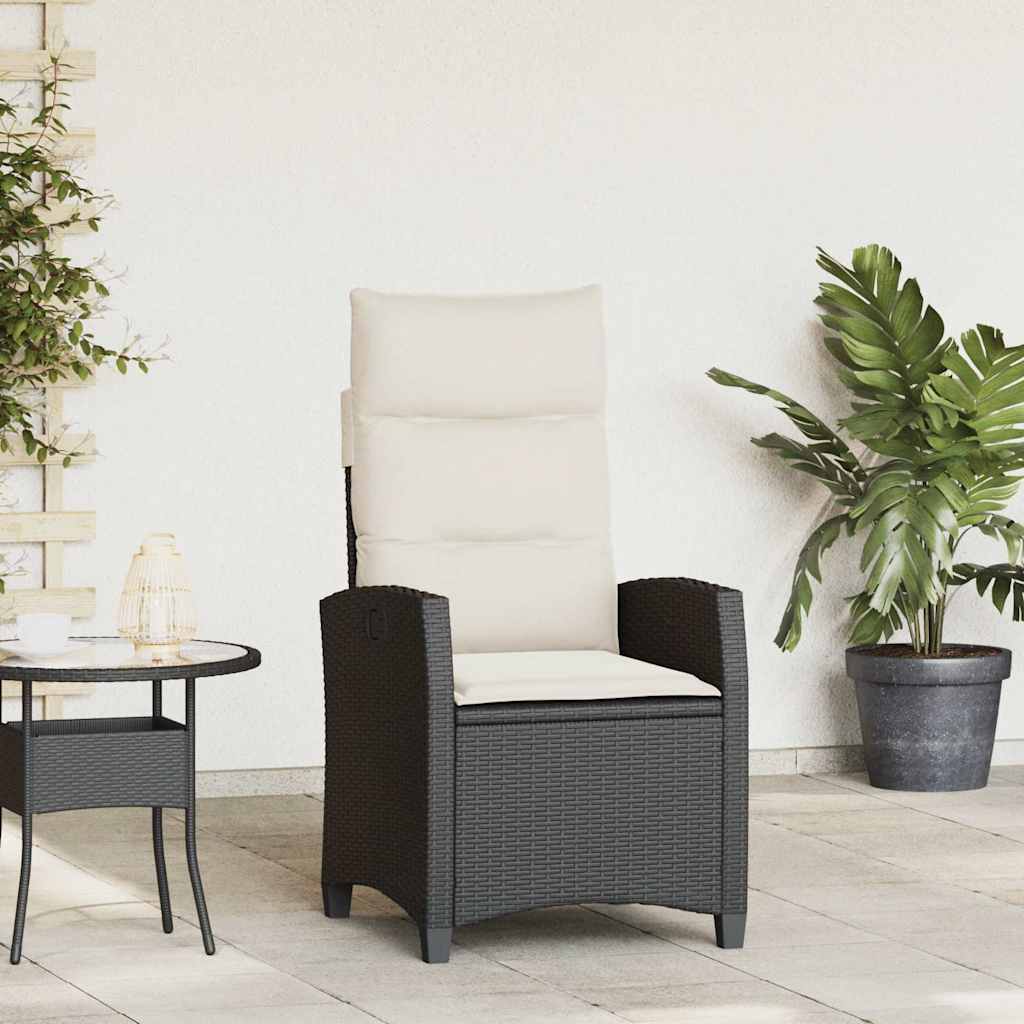 Gartensessel mit Beistelltisch Verstellbar Schwarz Poly Rattan Gartensessel mit Beistelltisch Verstellbar Schwarz Poly Rattan