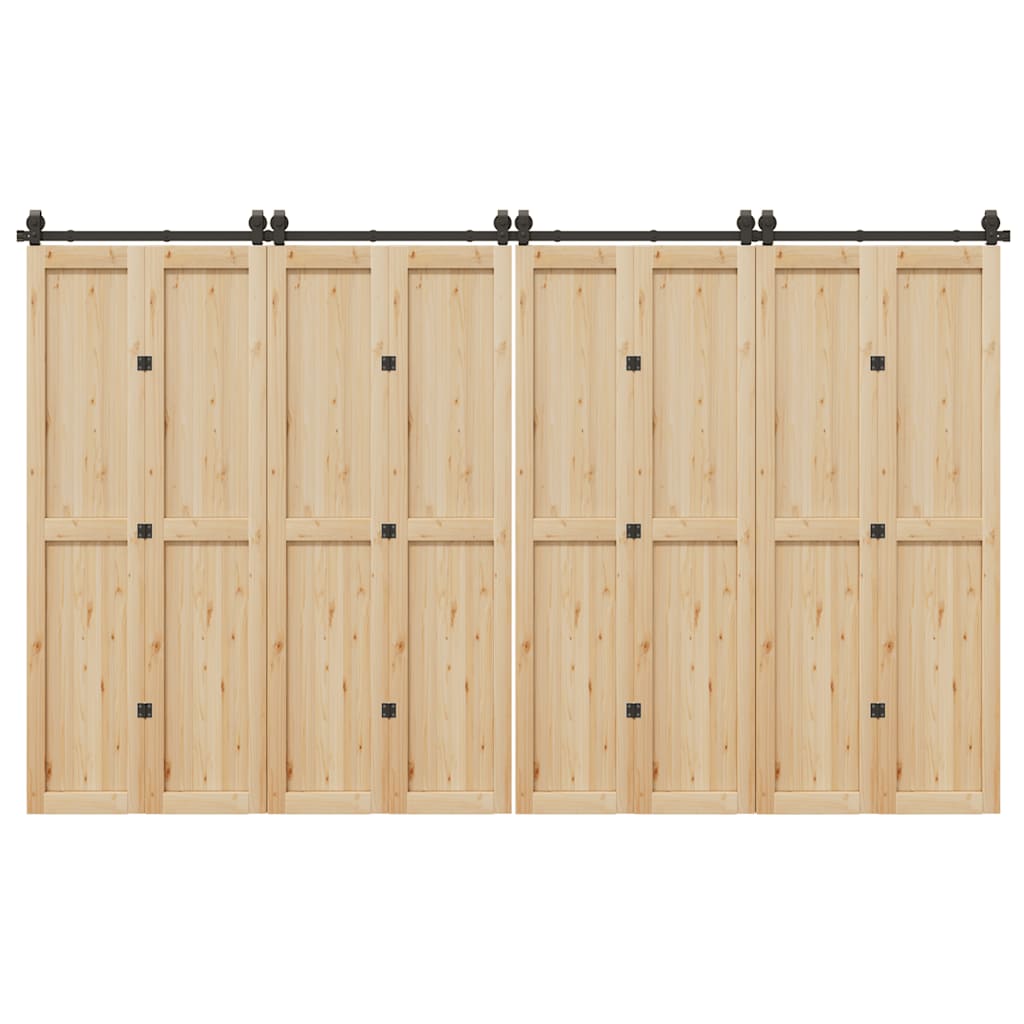Schiebetürbeschlag-Set 183 cm Stahl Schwarz