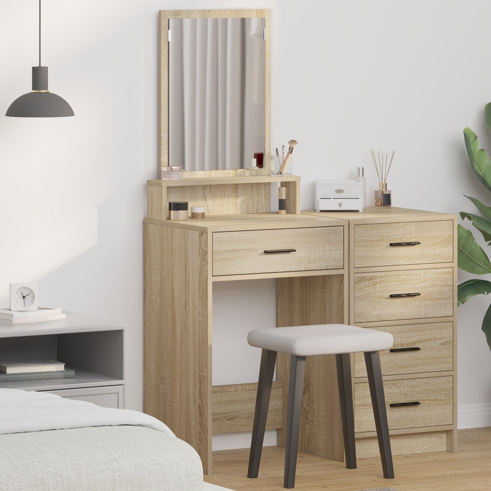 vidaXL Schminktisch mit Schubladen Sonoma Eiche 50x41x140 cm