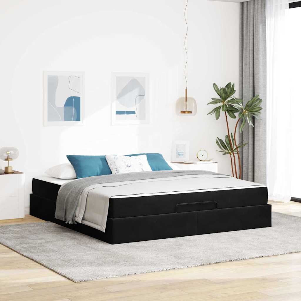 Bettgestell Sonstiges Dunkelgrün und Weiß 180 x 200 cm Samt