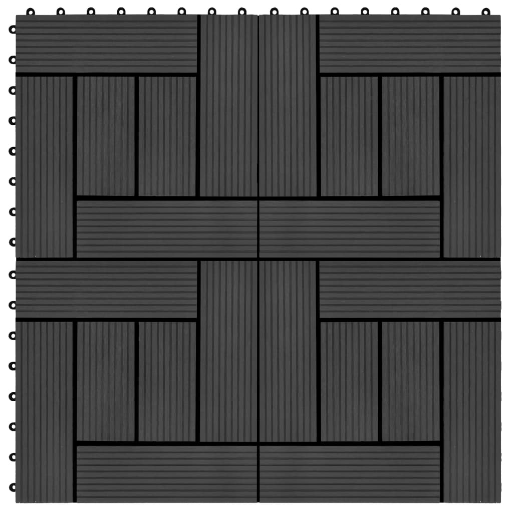 22 Stk. Terrassenfliesen 30 x 30 cm 2 qm WPC Schwarz