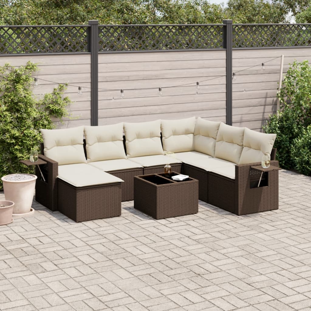 8-tlg. Garten-Sofagarnitur mit Kissen Braun Poly Rattan 8-tlg. Garten-Sofagarnitur mit Kissen Braun Poly Rattan