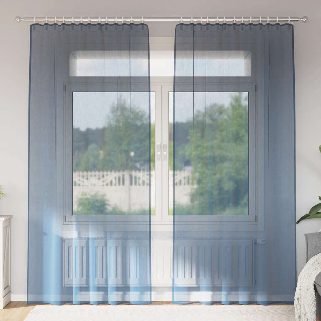 Voile Vorhänge mit Schlaufen 2 Stk. Königsblau 140x245 cm