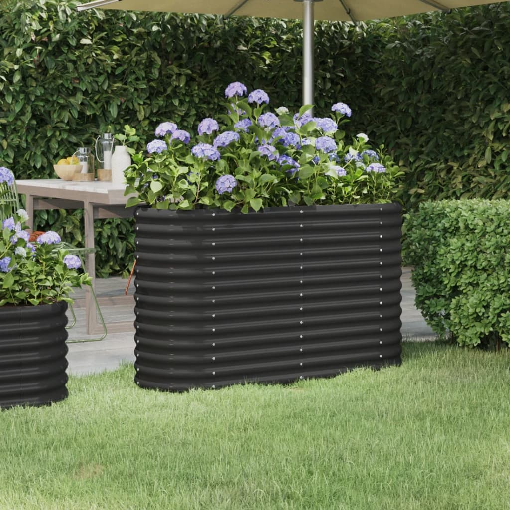 Hochbeet Pulverbeschichteter Stahl 114x40x68 cm Anthrazit Hochbeet Pulverbeschichteter Stahl 114x40x68 cm Anthrazit