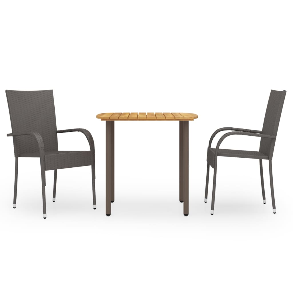3-tlg. Garten-Essgruppe Poly Rattan Braun 3-tlg. Garten-Essgruppe Poly Rattan Braun