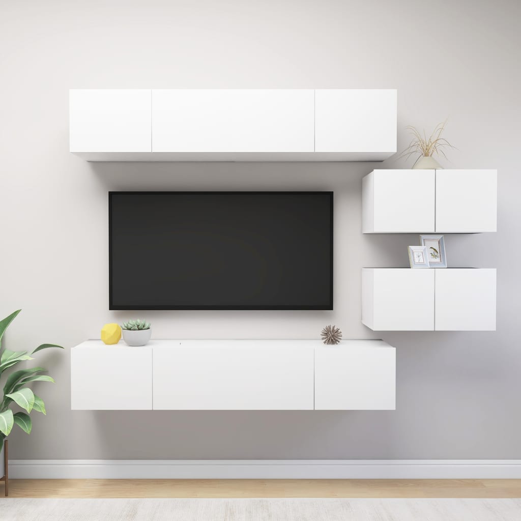 6-tlg. TV-Schrank-Set Weiß Holzwerkstoff