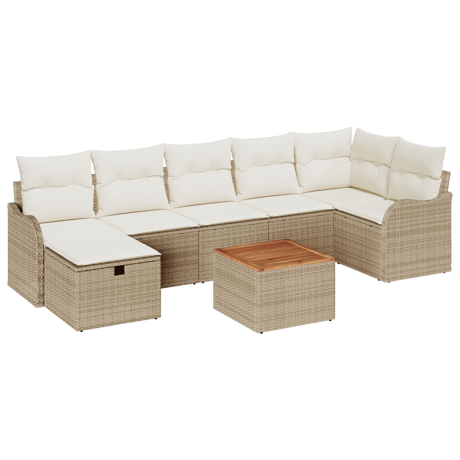 8-teiliges Garten Sofa Set mit Kissen Beige Poly Rattan, 2-Sitzer Garten Sofa mit Kissen Beige Poly Rattan