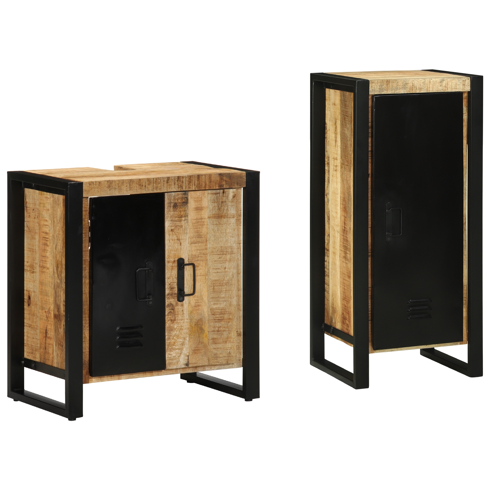 Badezimmermöbel Set mit Regal 2 pcs Braun Massives Mango-Holz