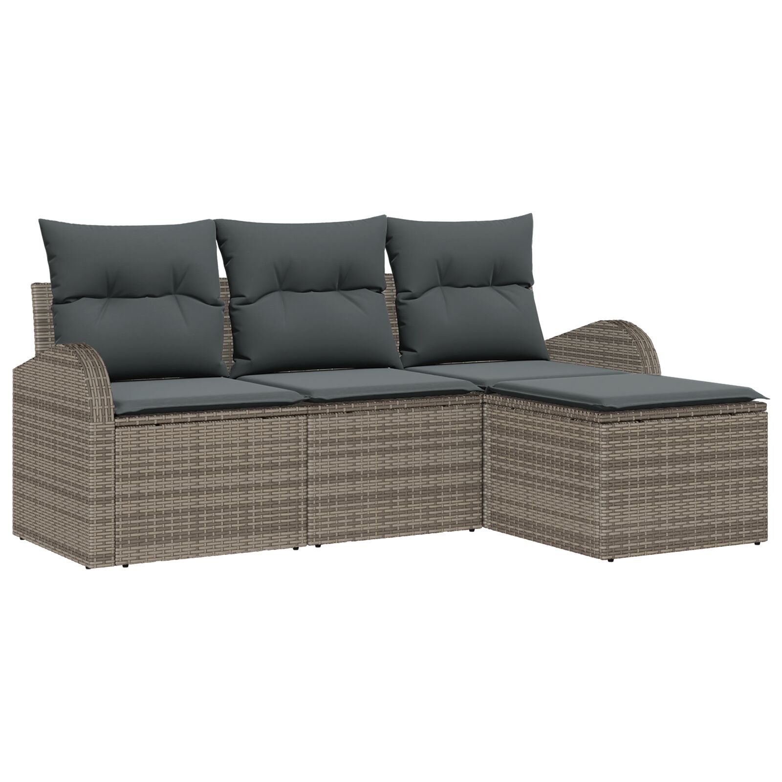 4-teiliges Garten Sofa Set mit Kissen Grau Poly Rattan, 2-Sitzer Garten Sofa mit Stauraum & Kissen Grau Poly Rattan 4-teiliges Garten Sofa Set mit Kissen Grau Poly Rattan, 2-Sitzer Garten Sofa mit Stauraum & Kissen Grau Poly Rattan