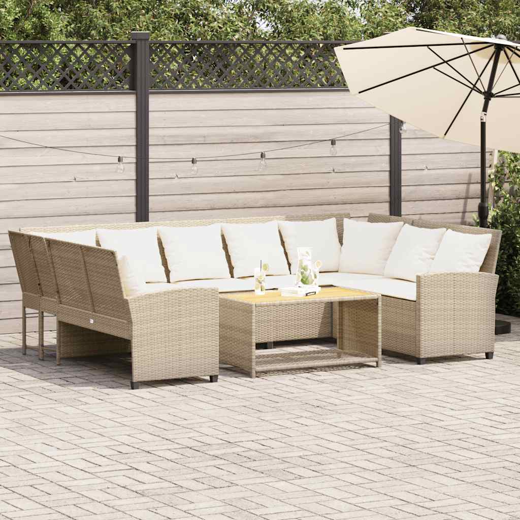 Gartensofa mit Kissen Beige Poly Rattan Gartensofa mit Kissen Beige Poly Rattan