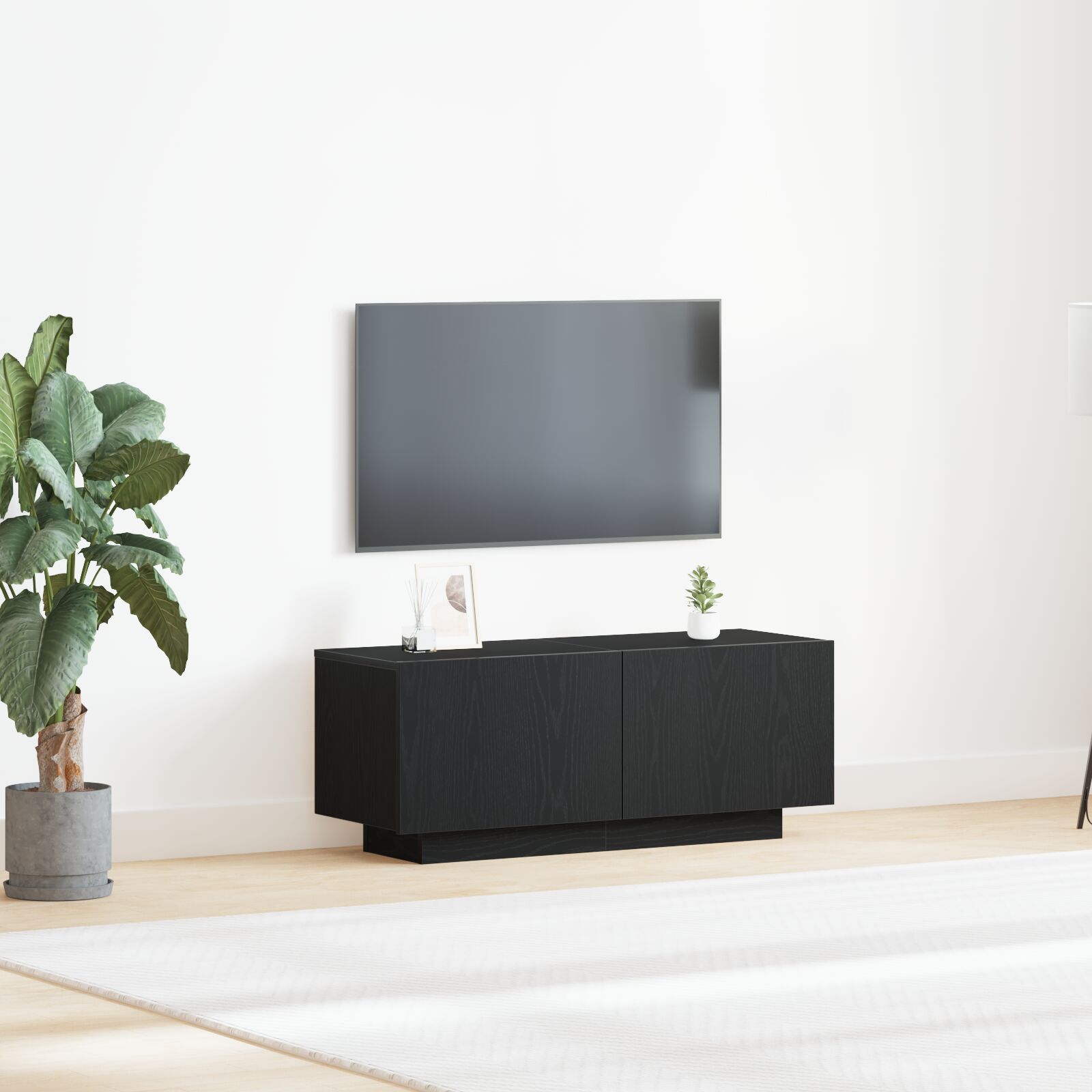 vidaXL Nachttisch Schwarz Eiche cm Holzwerkstoff