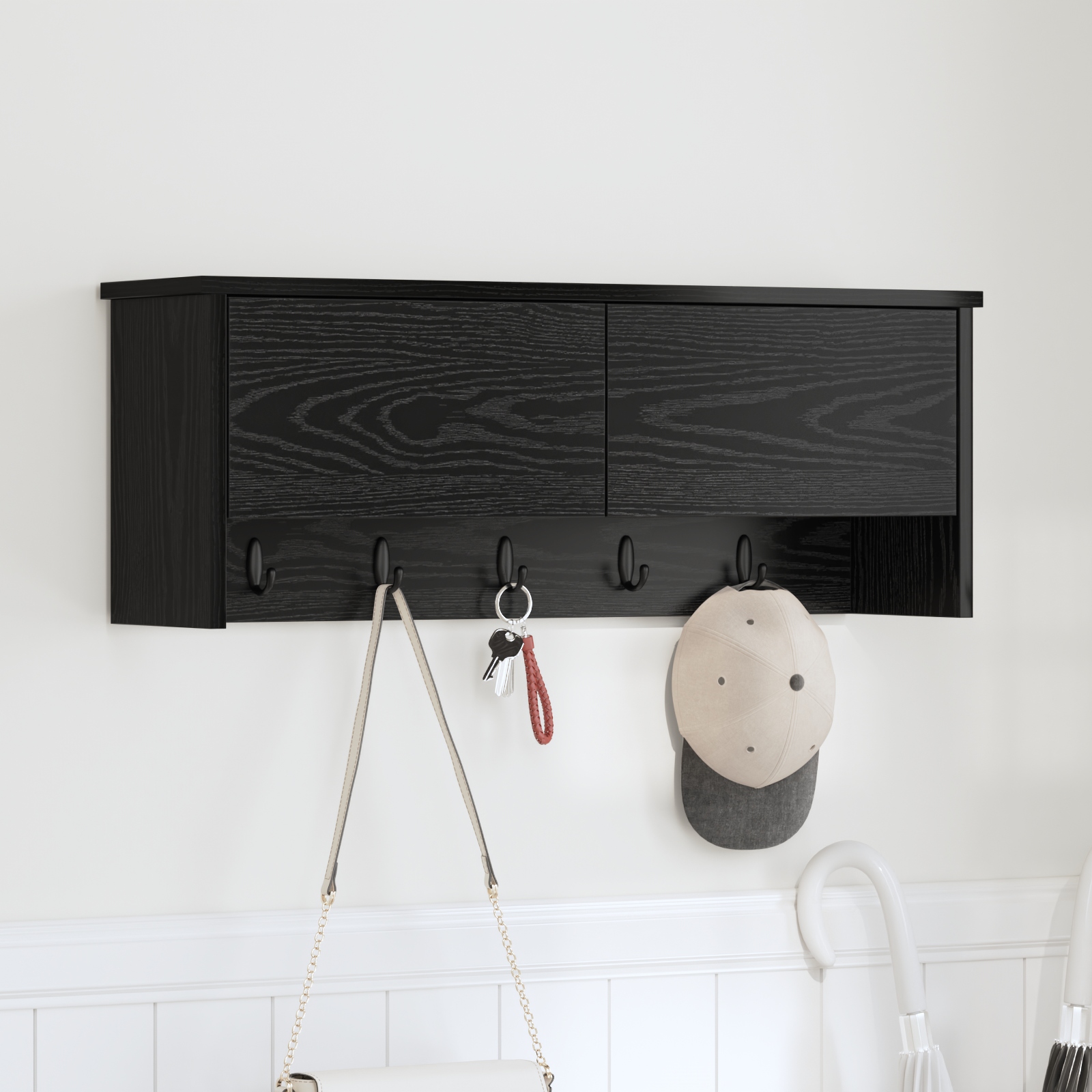 Wandmontierter Kleiderständer Schwarze Eiche 80 x 20 x 30 cm