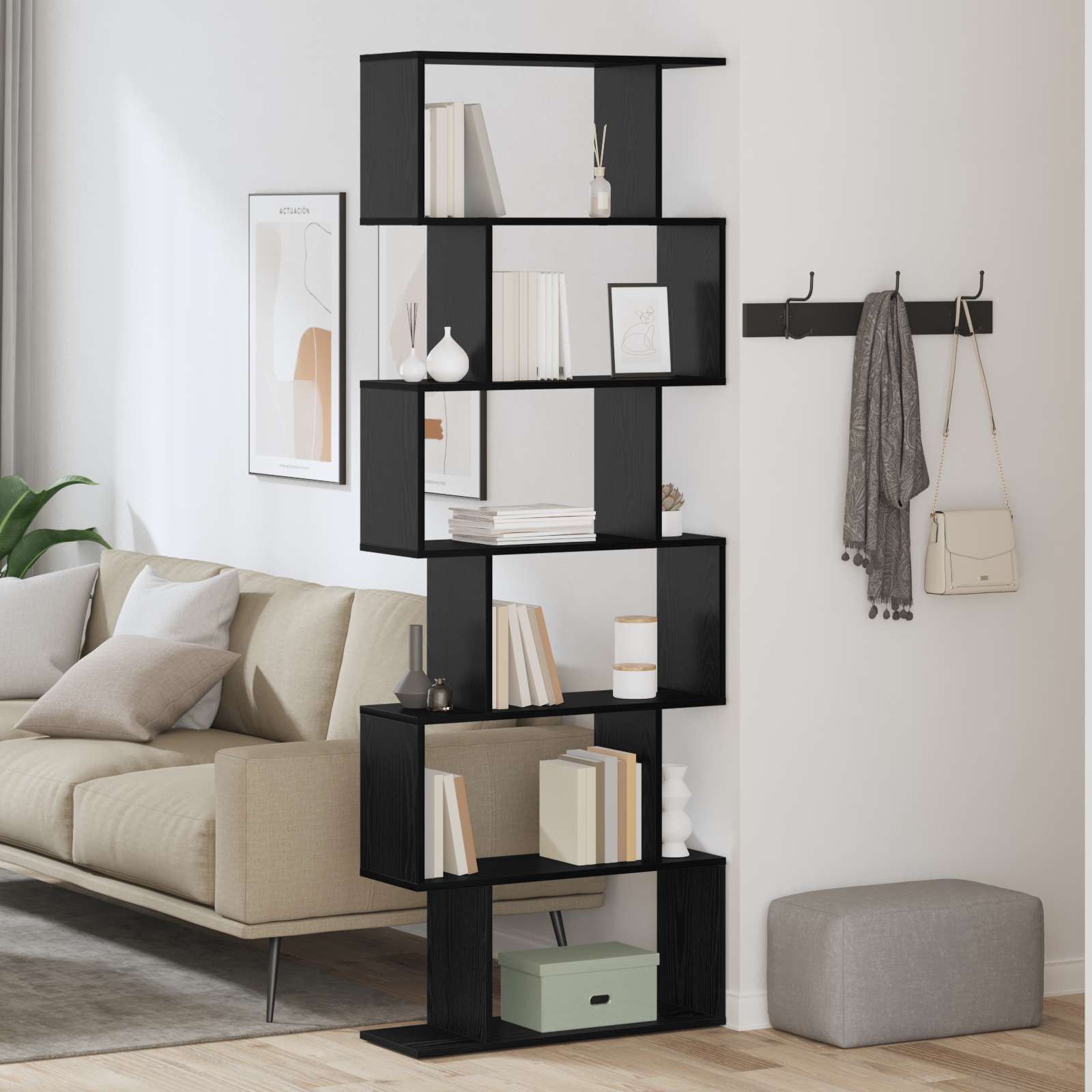 Bücherregal Schwarz Eiche 70x24x193.5 cm Ingenieure Holz