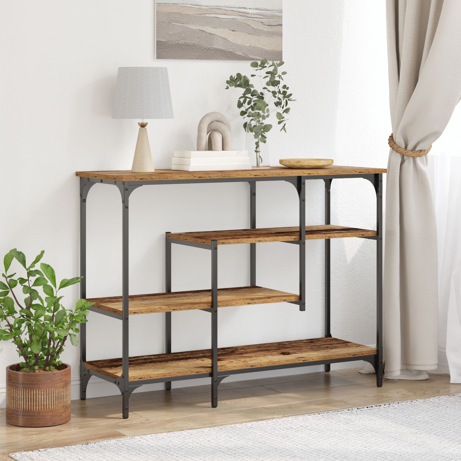 vidaXL Konsolentisch Alteisen 100x35x75 cm Engineering Holz und Stahl