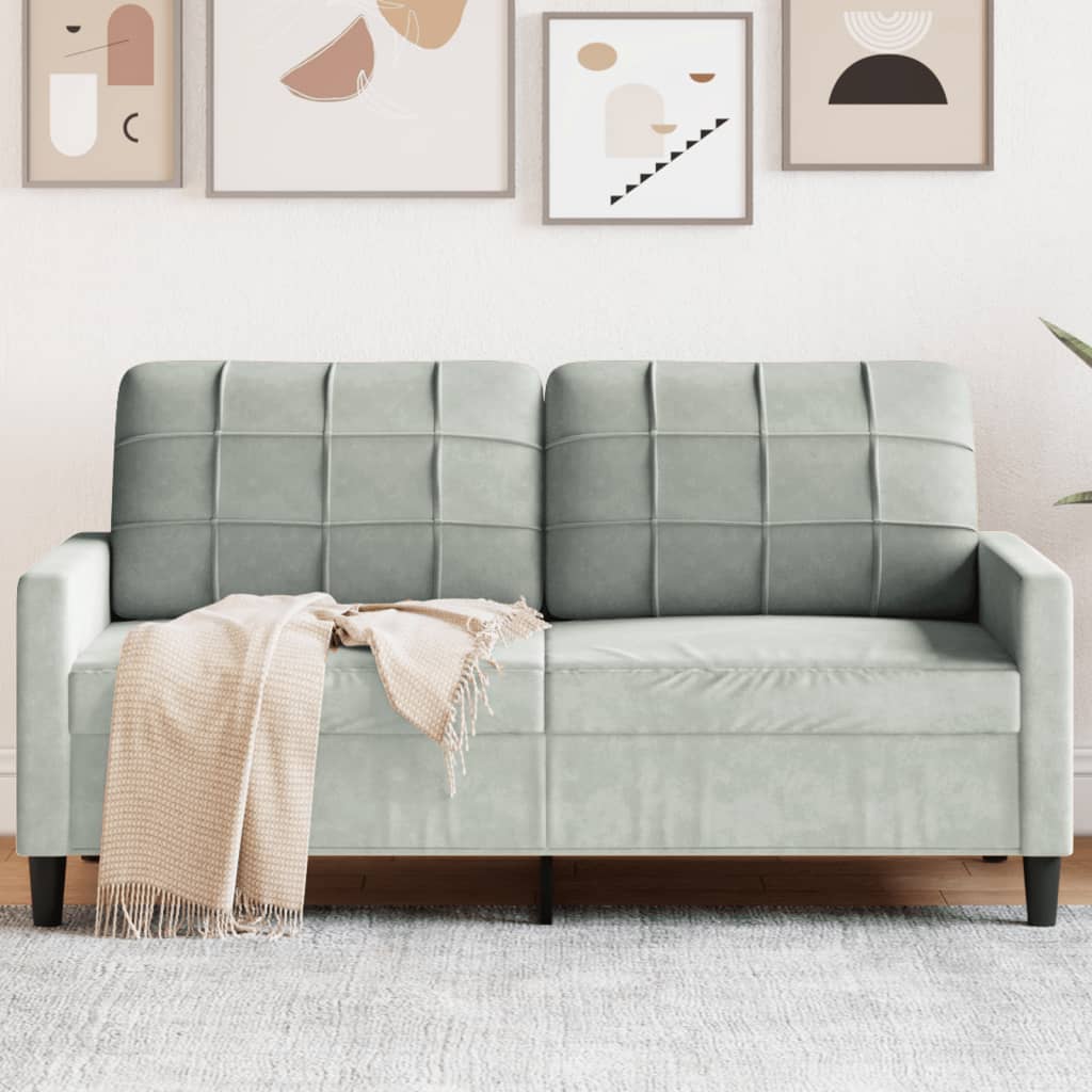 2-Sitzer-Sofa Hellgrau 140 cm Samt 2-Sitzer-Sofa Hellgrau 140 cm Samt