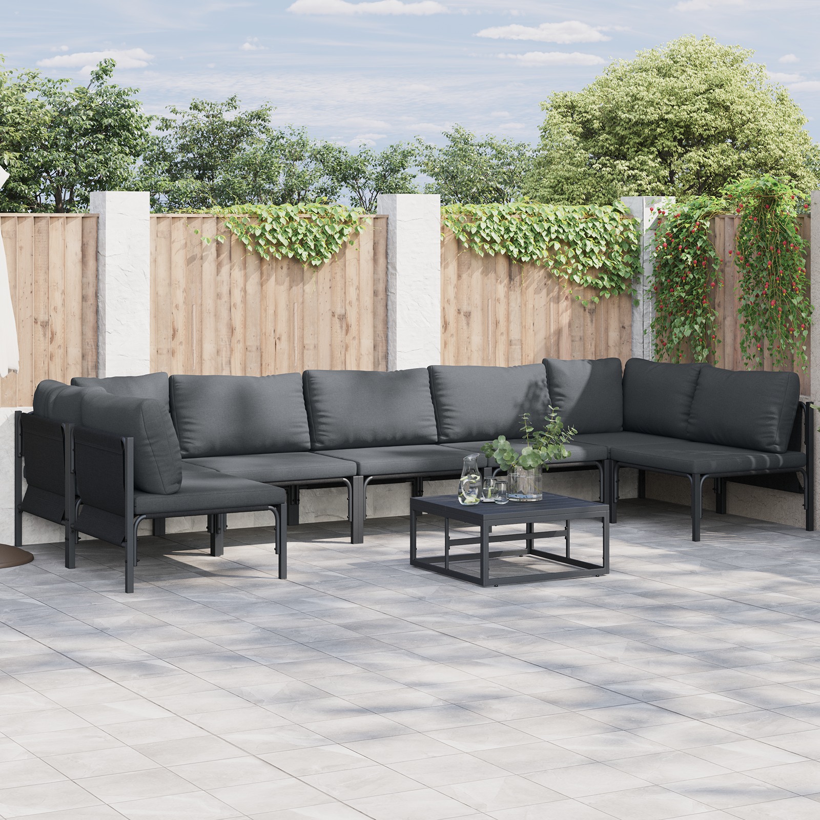Garten-Sofa-Set 8 pcs Anthrazit Stahl Garten-Sofa-Set 8 pcs Anthrazit Stahl