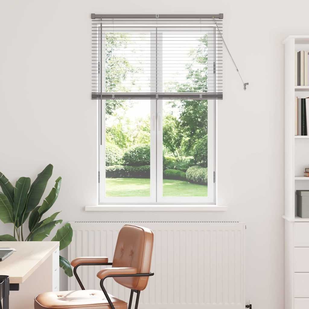 Fenster Jalousie mit Vorhängen Silber 80 x 130 cm Aluminium