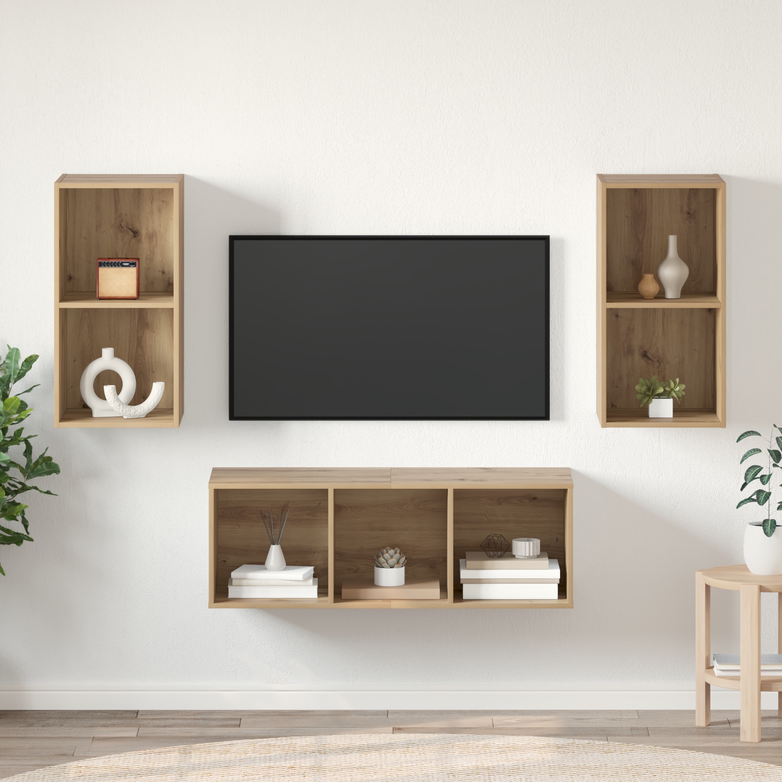 TV-Schrank Set 3 pcs Eiche handwerklich 37 x 37 x 107 cm