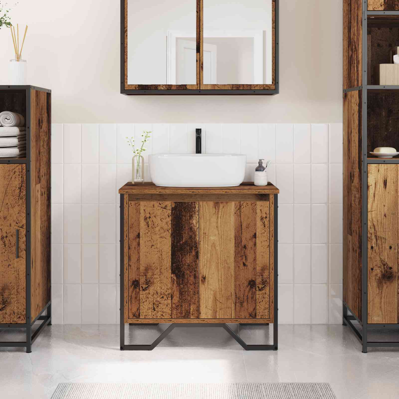 Badezimmerschrank Altes Holz 60x35x50 cm