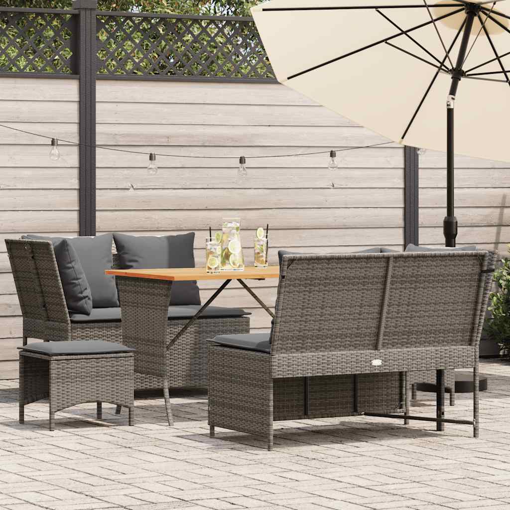 5-tlg. Garten-Sofagarnitur mit Kissen Grau Poly Rattan 5-tlg. Garten-Sofagarnitur mit Kissen Grau Poly Rattan