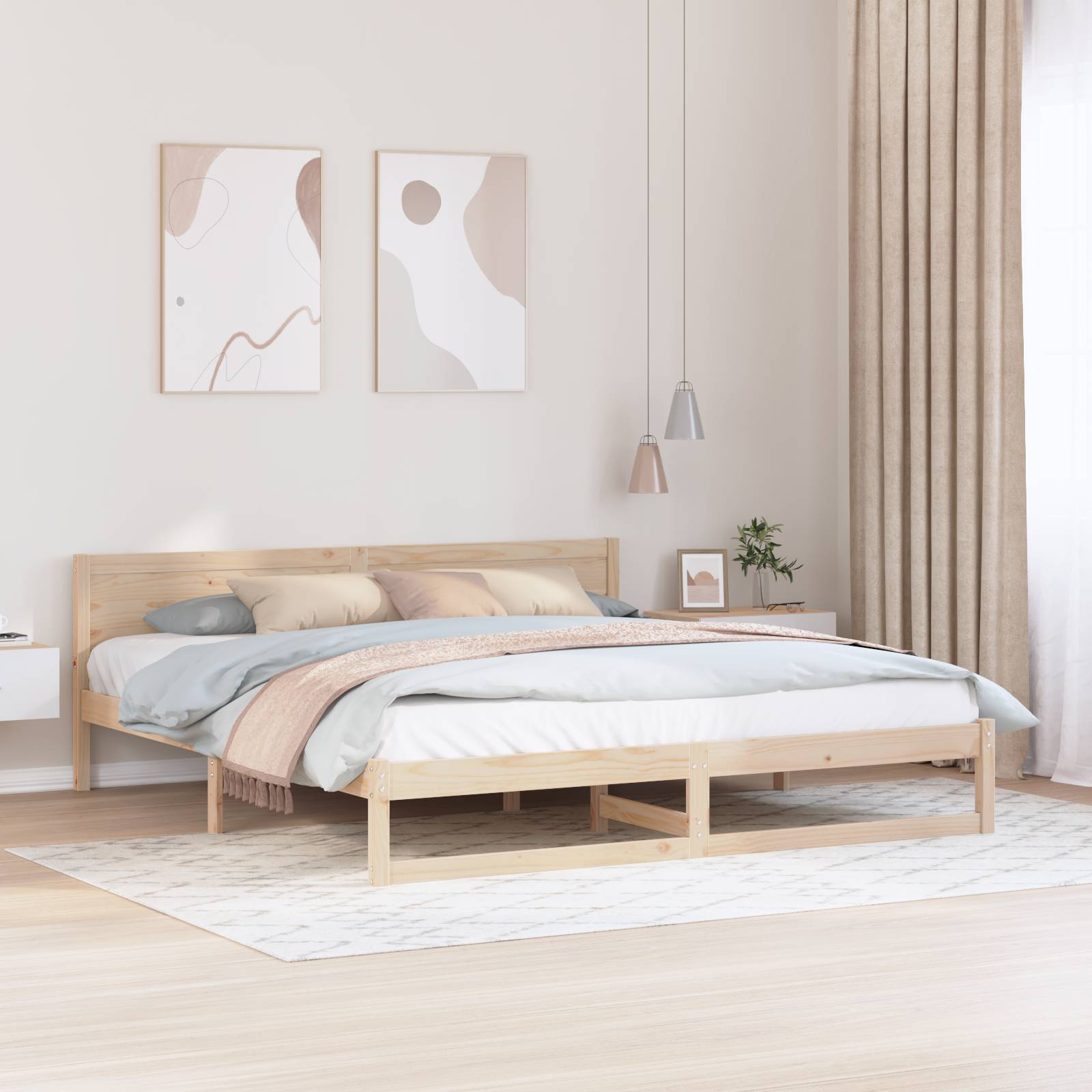 Bettgestell Naturholz Massivholz Kiefer 180 x 200 cm Langlebig