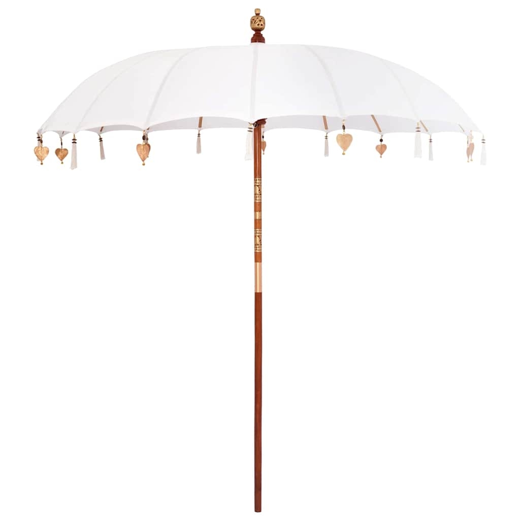 Sonnenschirm Creme x 250 cm Baumwolle und Massivholz