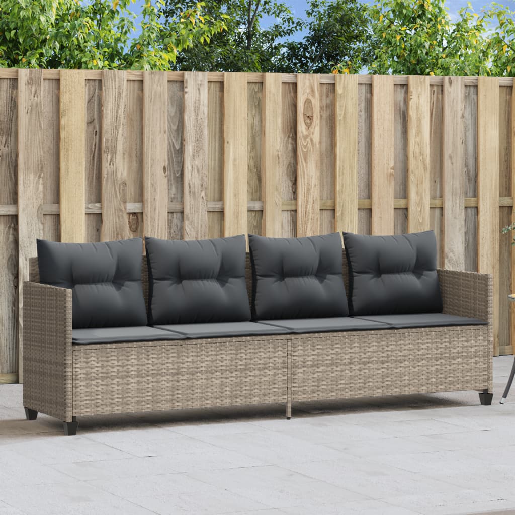 Sonnenliege mit Kissen Hellgrau Poly Rattan Sonnenliege mit Kissen Hellgrau Poly Rattan