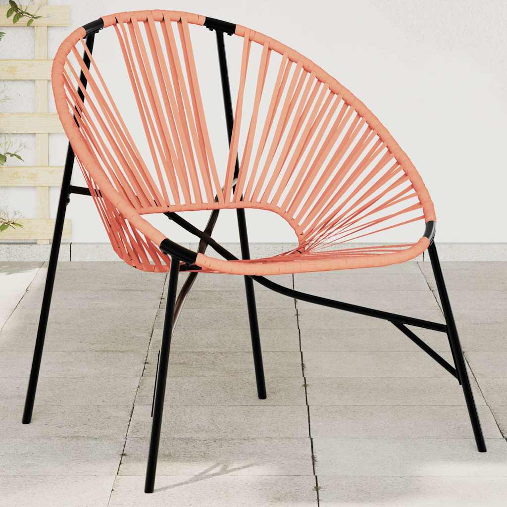 Gartenstuhl in Ei-Form Schwarz und Orange Poly Rattan Gartenstuhl in Ei-Form Schwarz und Orange Poly Rattan
