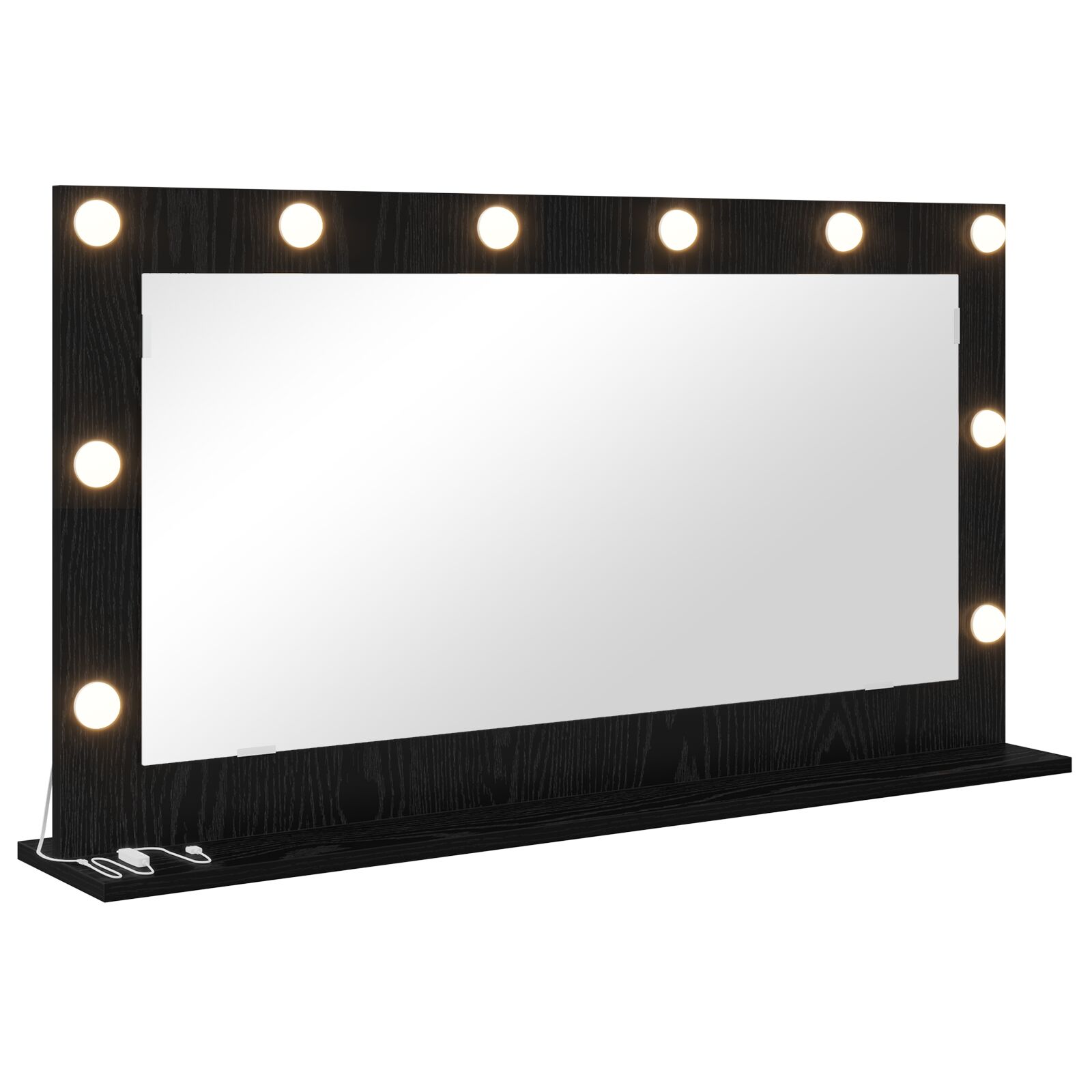 Schminkspiegel mit LED-Lichtern Schwarze Eiche 100x55x18 cm