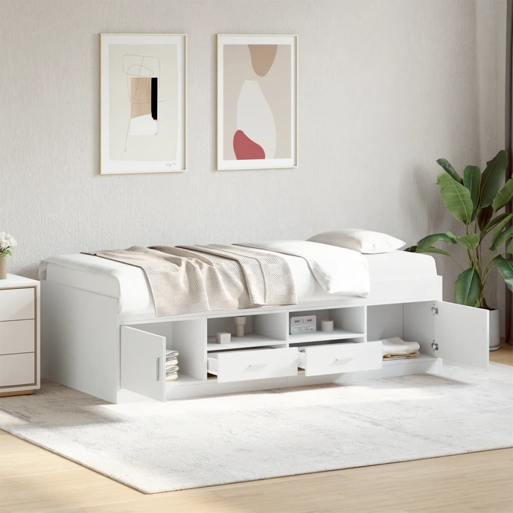 Tagesbett mit Schubladen ohne Matratze Weiß 90x190 cm