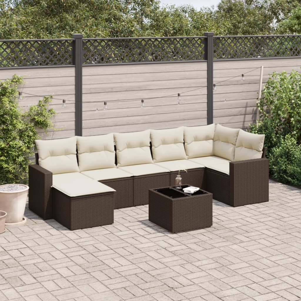 8-tlg. Garten-Sofagarnitur mit Kissen Braun Poly Rattan 8-tlg. Garten-Sofagarnitur mit Kissen Braun Poly Rattan