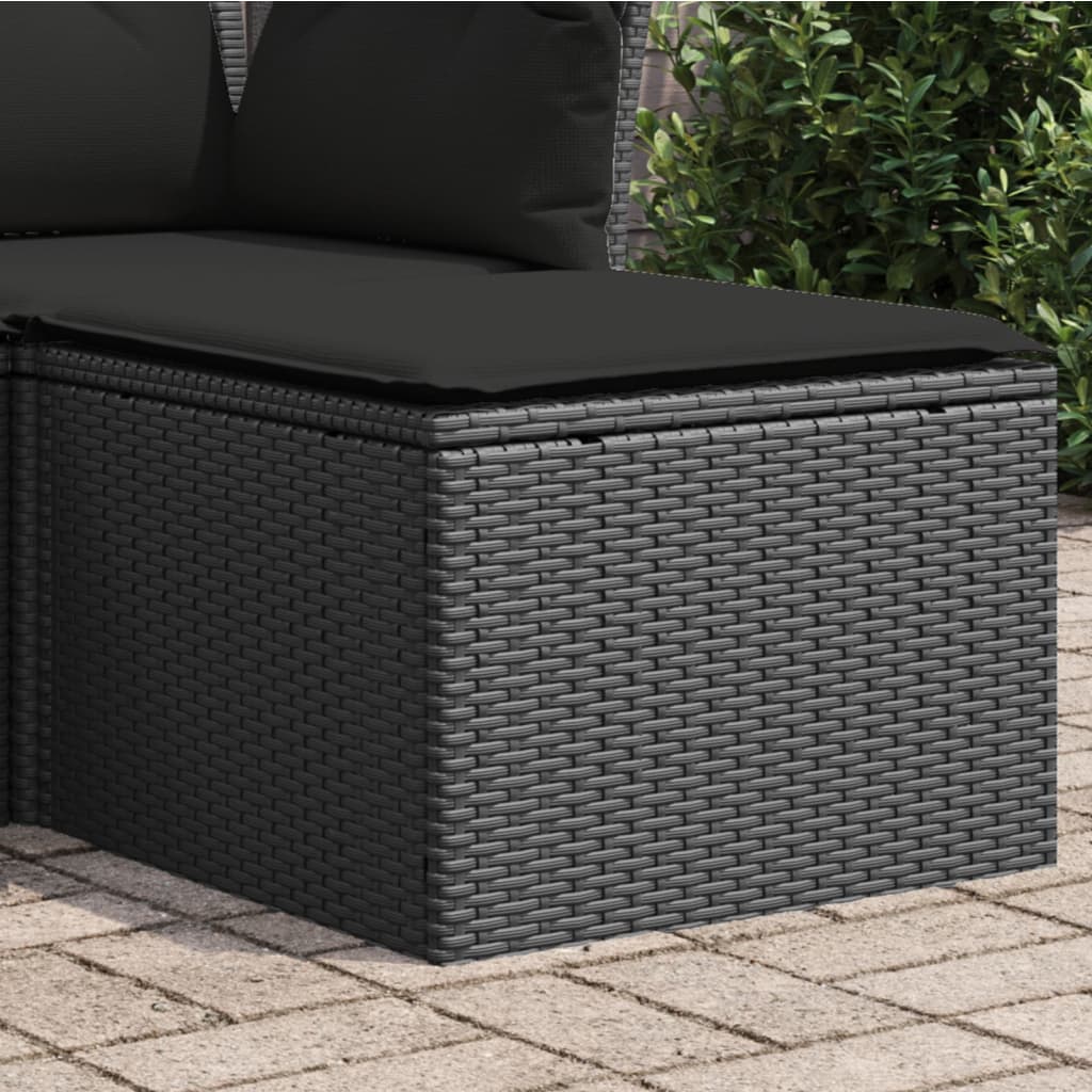 Gartenhocker mit Kissen Schwarz 55x55x37 cm Poly Rattan Gartenhocker mit Kissen Schwarz 55x55x37 cm Poly Rattan