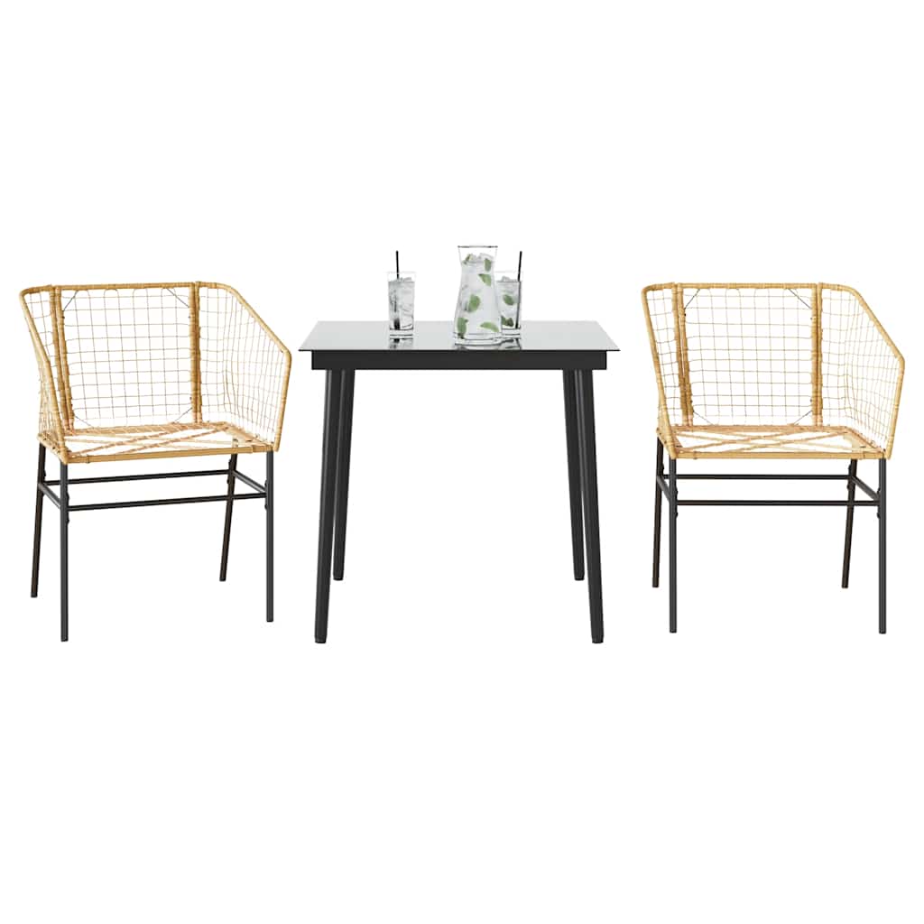vidaXL 3-teiliges Garten-Esszimmer-Set Braunes Polyrattanglas vidaXL 3-teiliges Garten-Esszimmer-Set Braunes Polyrattanglas