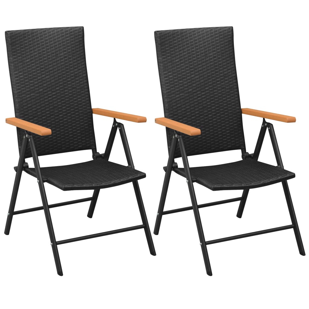 Stapelbare Gartenstühle 2 Stk. Poly Rattan Schwarz Stapelbare Gartenstühle 2 Stk. Poly Rattan Schwarz
