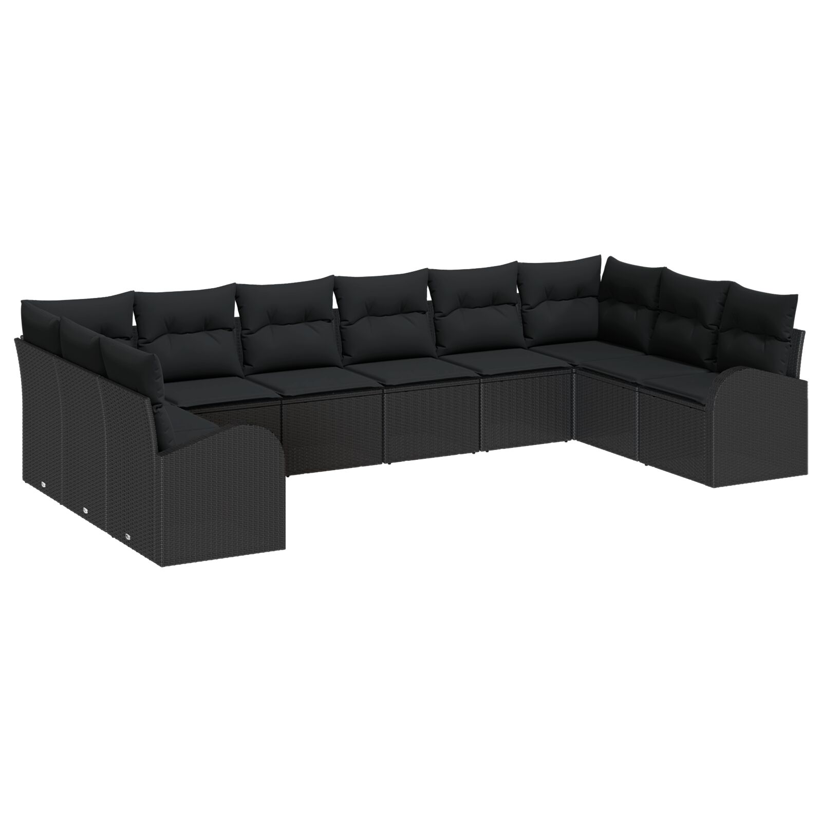 10 Teiliges Garten Sofa Set mit Kissen Schwarz Poly Rattan 10 Teiliges Garten Sofa Set mit Kissen Schwarz Poly Rattan