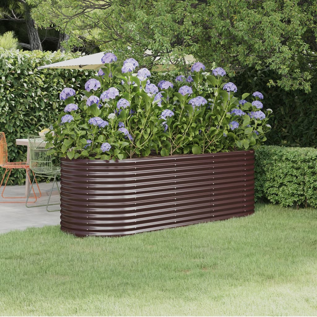 Hochbeet Pulverbeschichteter Stahl 224x80x68 cm Braun Hochbeet Pulverbeschichteter Stahl 224x80x68 cm Braun