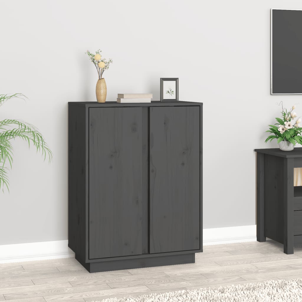 Sideboard Grau 60x35x80 cm Massivholz Kiefer