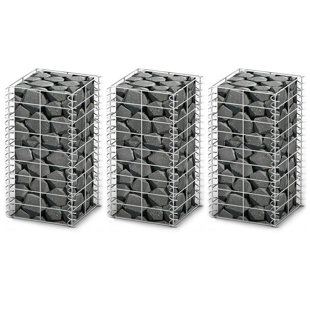 Gabionen-Set 3-tlg. Verzinkter Draht 25×25×50 cm Gabionen-Set 3-tlg. Verzinkter Draht 25×25×50 cm