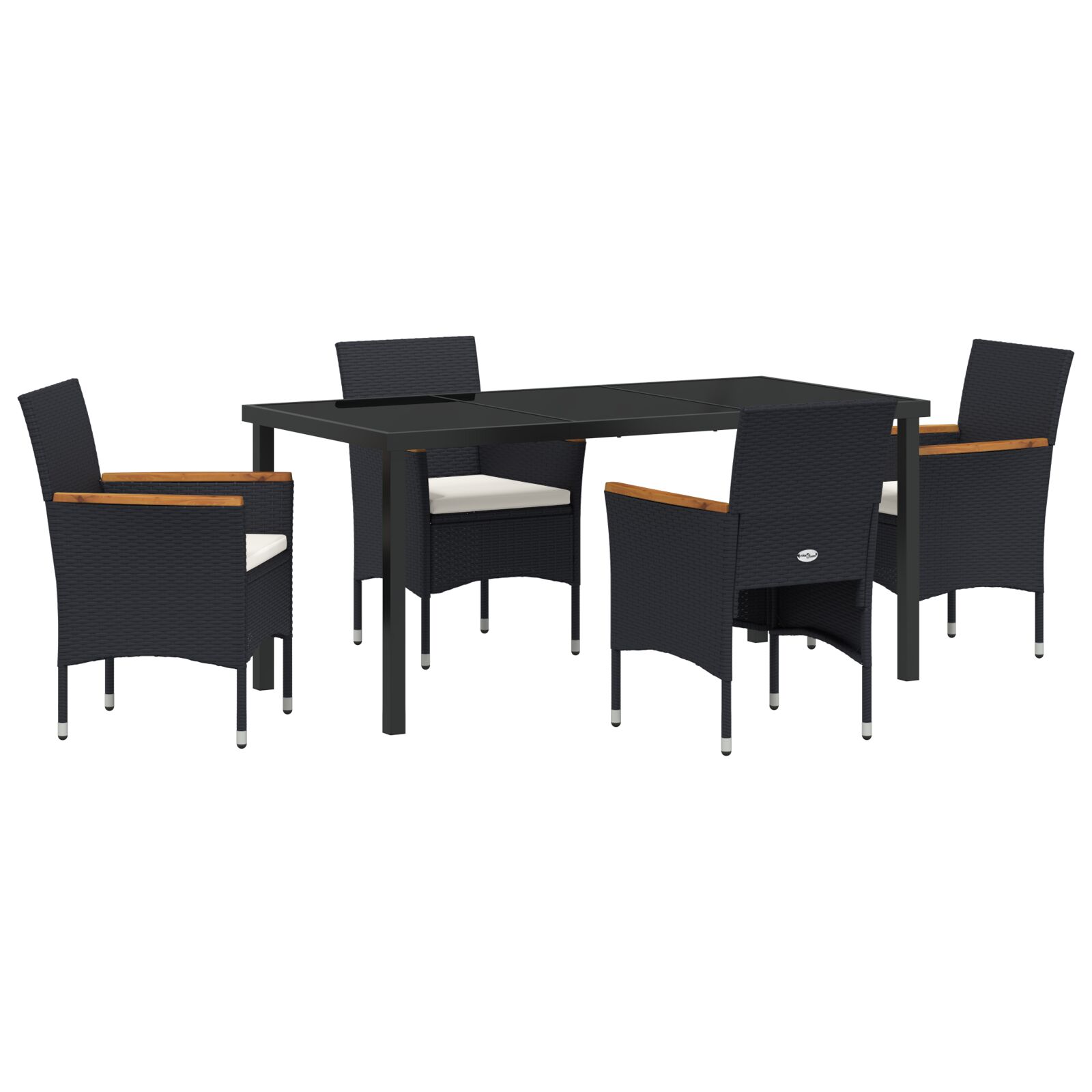 5-teiliges Garten-Essset Schwarz Poly Rattan 5-teiliges Garten-Essset Schwarz Poly Rattan