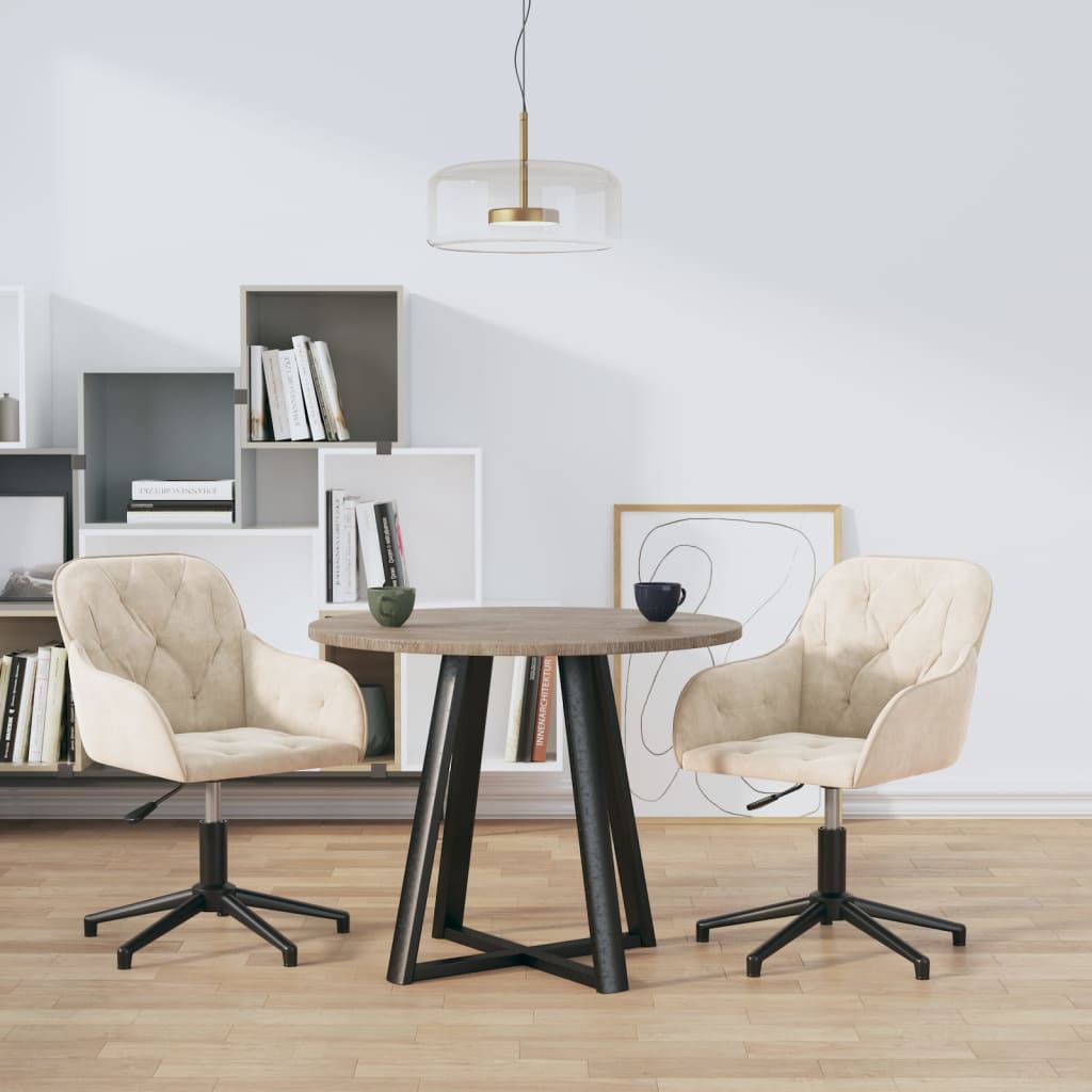 Esszimmerstühle 2 Stk. Drehbar Creme Samt