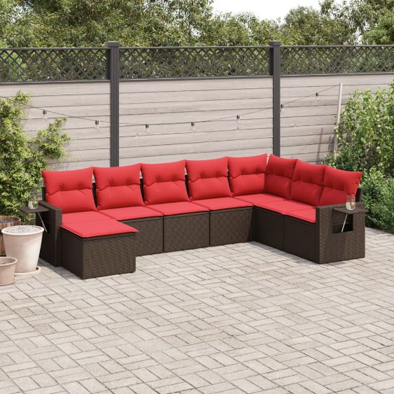8-teiliges Gartensofa-Set mit Kissen, braun, Polyrattan 8-teiliges Gartensofa-Set mit Kissen, braun, Polyrattan
