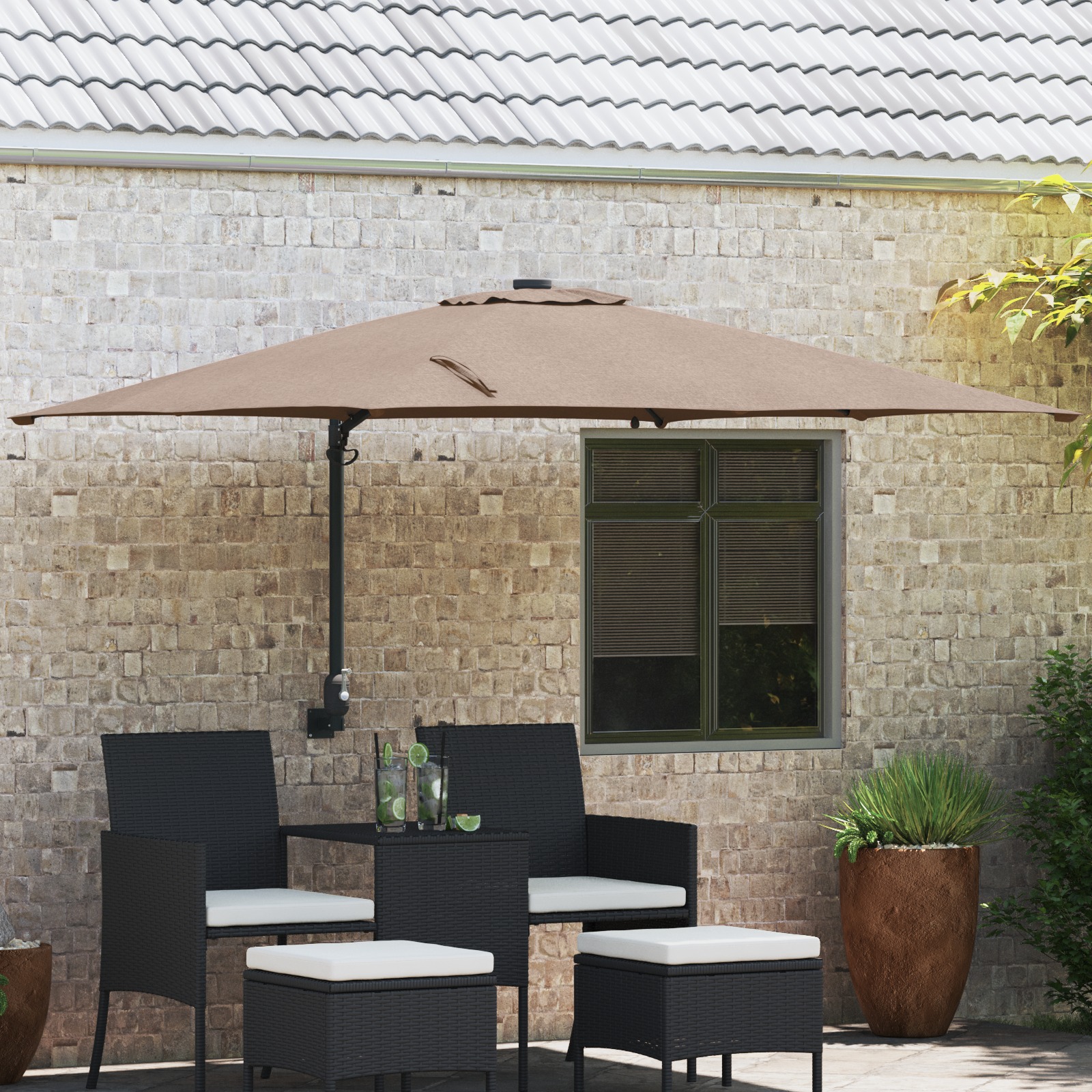 Gartenparasol Taupe 248.5 x 247.5 x 160 cm Stoff