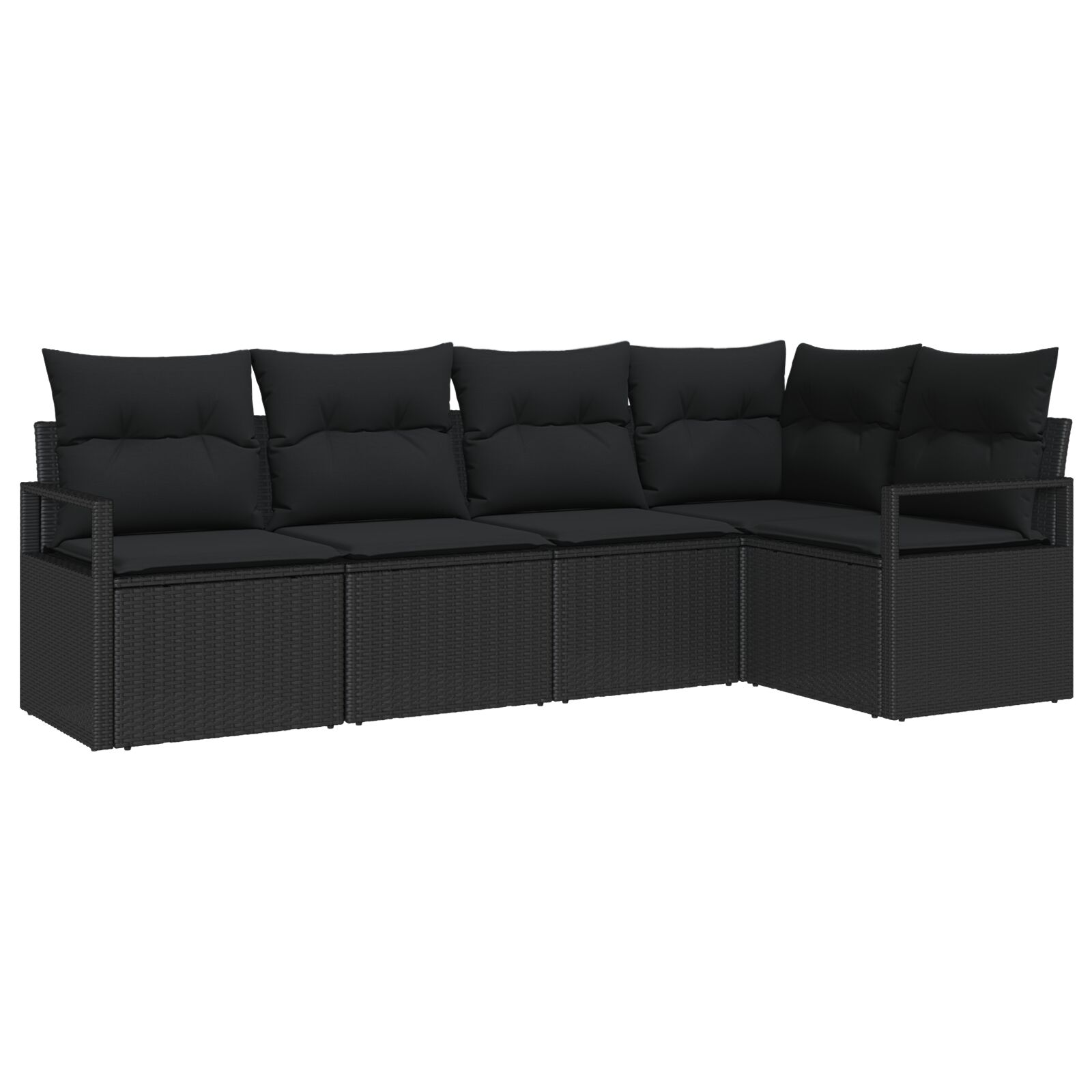 5-teiliges Garten Sofa Set mit Kissen Schwarz Poly Rattan, 2-Sitzer Garten Sofa mit Kissen Schwarz Poly Rattan 5-teiliges Garten Sofa Set mit Kissen Schwarz Poly Rattan, 2-Sitzer Garten Sofa mit Kissen Schwarz Poly Rattan